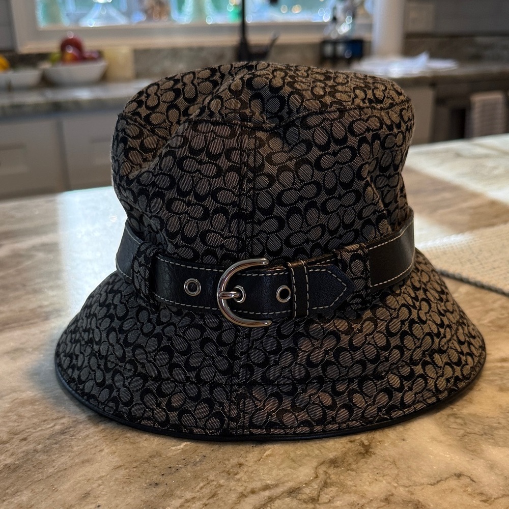 Coach Black and Gray Patterned Bucket Hat